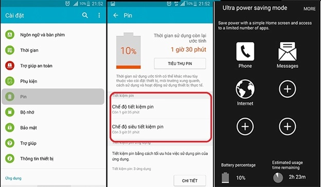 Cài đặt chế độ tiết kiệm pin trên điện thoại Android.
